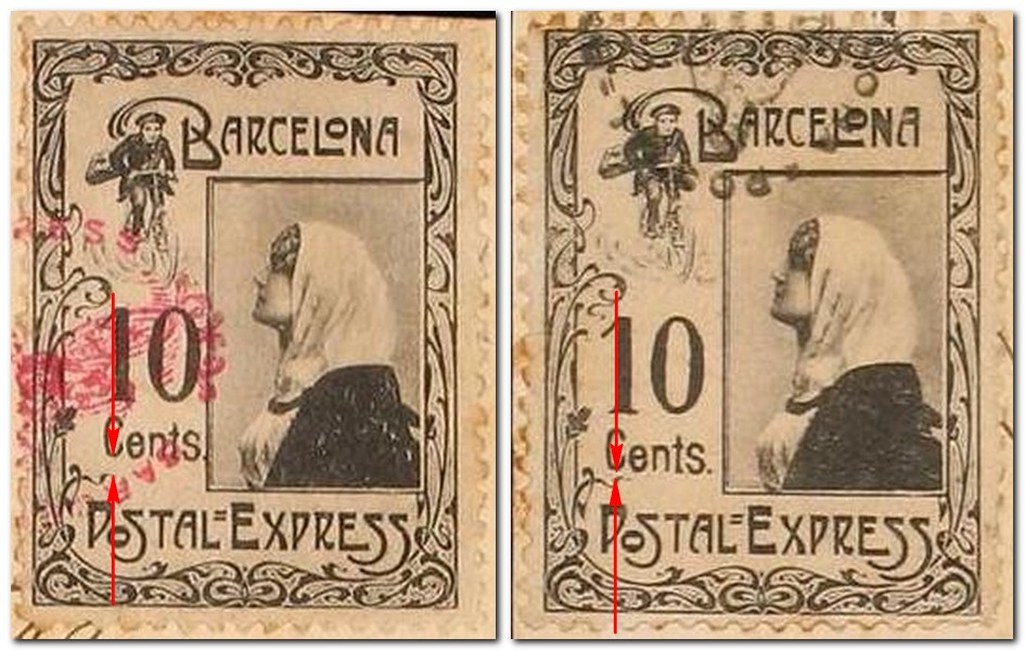 Barcelona-Postal-Express-shift-of-face-value-Briefmarke-Stamp-Sello-Timbro–francobollo-Timbre-Frimærke-Postzegel-Známky-Poštneznamke-Znaczki