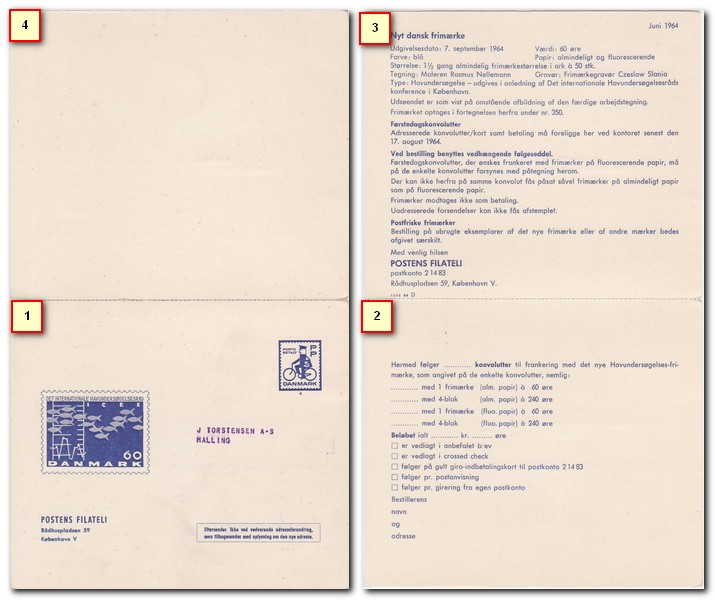 Postal-Stationeries-bicycle-Danish-Postman-Porto-Betalt---folded-card-Denmark-stationery-postal-card